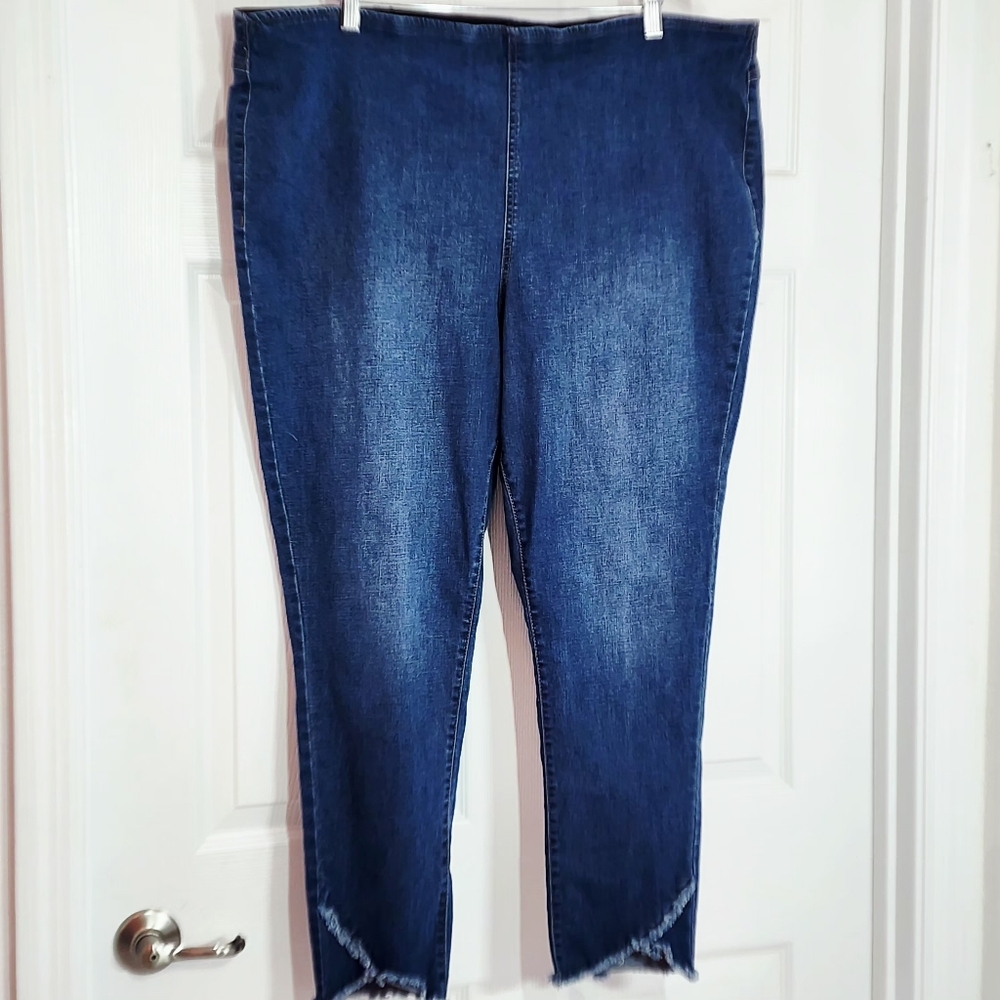 Sofia Vergara Rosa Womens Curvy High Waist Pull On Ankle Jean Jegging Size 24W